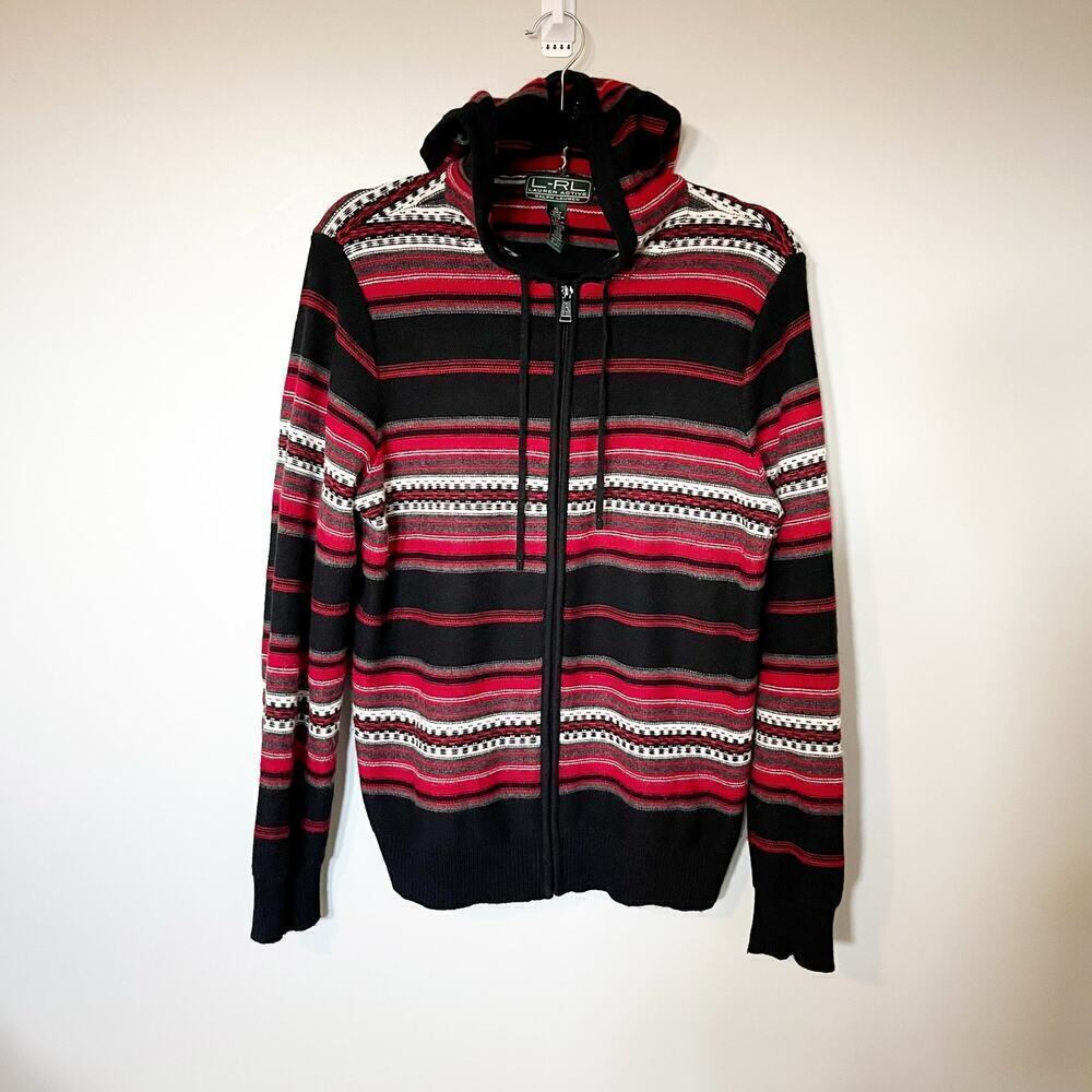 Lauren active Ralph Lauren red Aztec full zip‎ hooded sweater X-Large